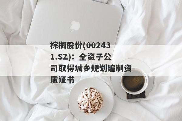 棕榈股份(002431.SZ)：全资子公司取得城乡规划编制资质证书