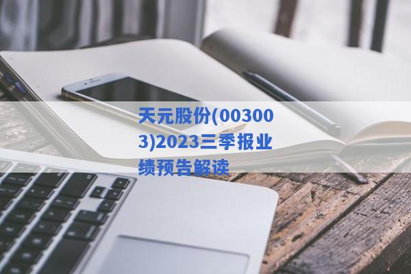 天元股份(003003)2023三季报业绩预告解读