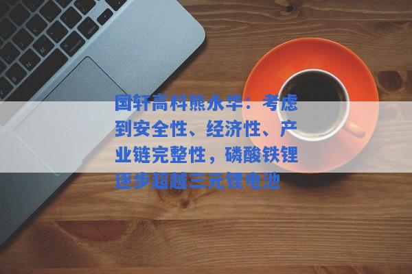 国轩高科熊永华：考虑到安全性、经济性、产业链完整性，磷酸铁锂逐步超越三元锂电池