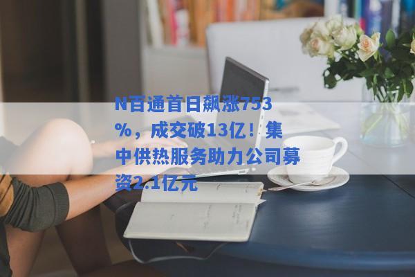 N百通首日飙涨753%，成交破13亿！集中供热服务助力公司募资2.1亿元