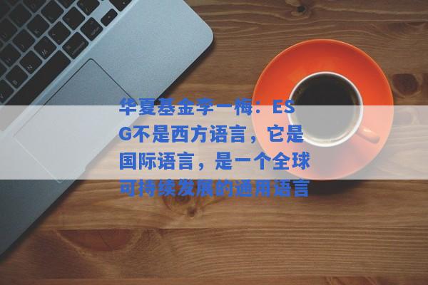 华夏基金李一梅：ESG不是西方语言，它是国际语言，是一个全球可持续发展的通用语言